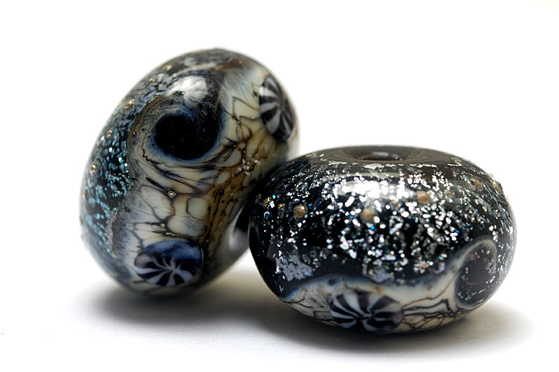 10204821 - Six Sable Celestial Rondelle Beads