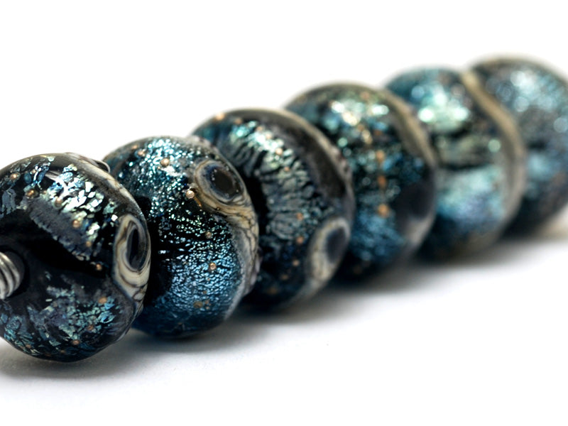 10204821 - Six Sable Celestial Rondelle Beads