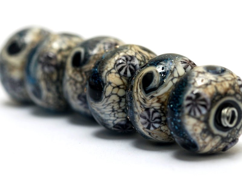 10204821 - Six Sable Celestial Rondelle Beads