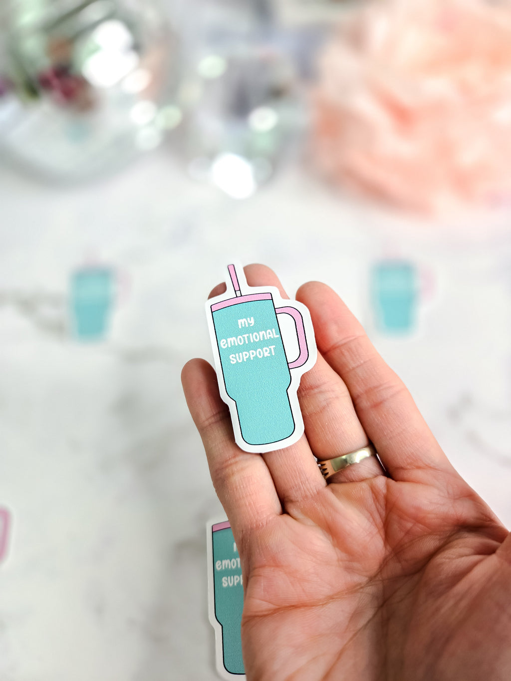 Emotional support water bottle sticker