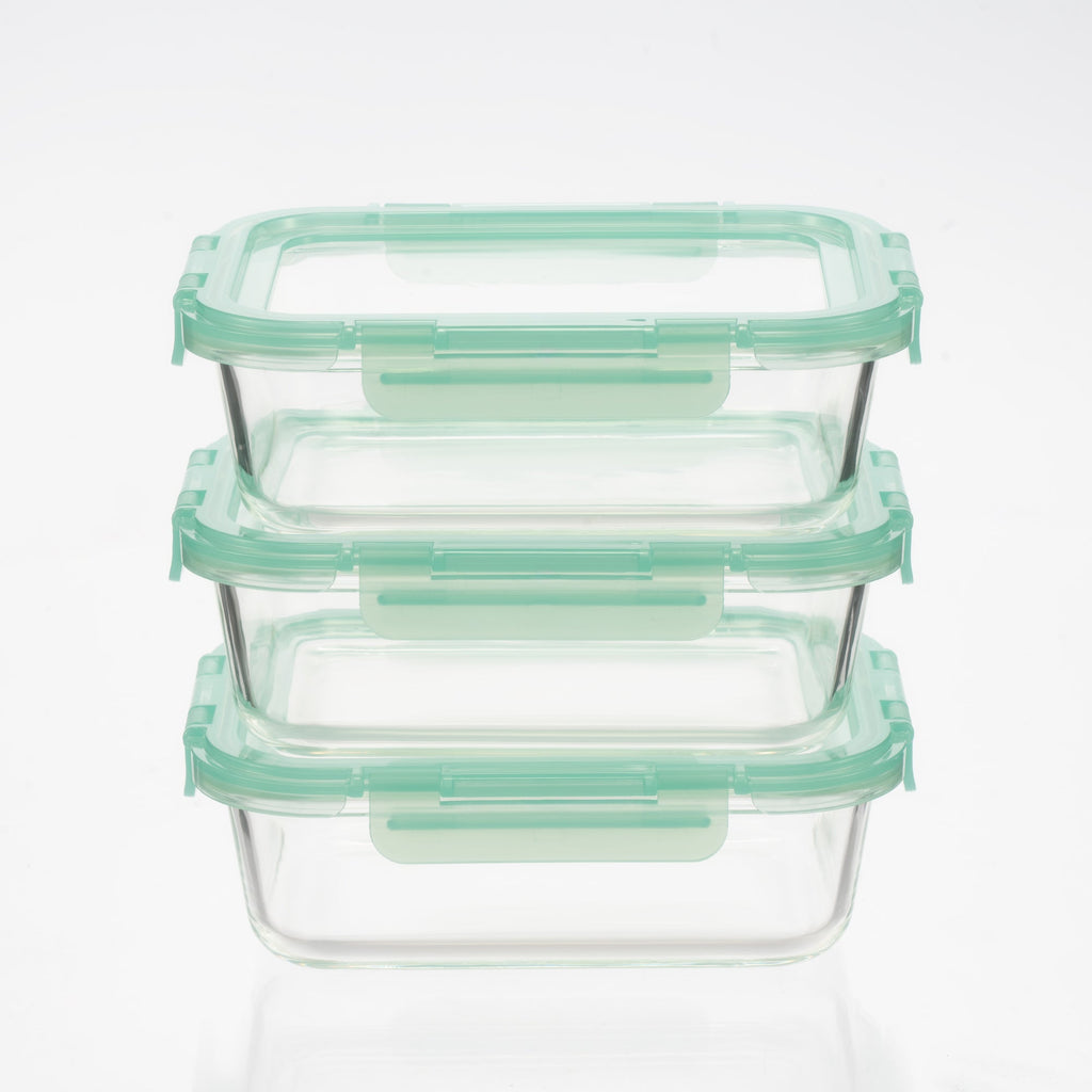 Glass Containers with Flexible Silicone Lids - Set of 3