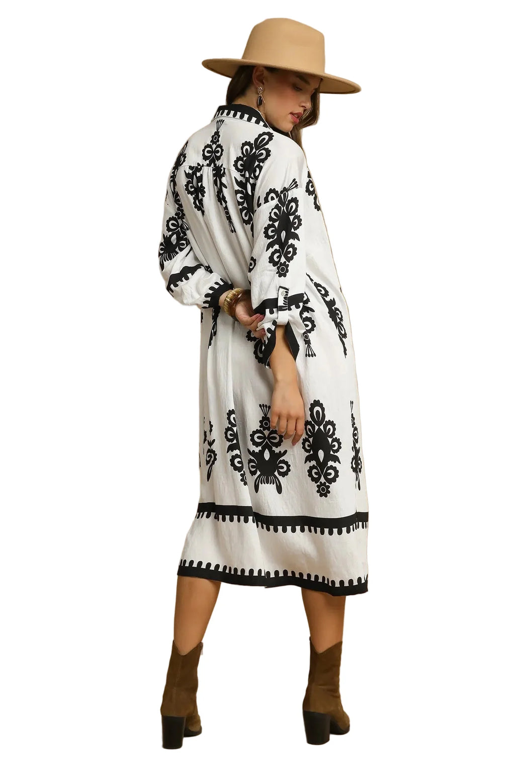 Abstract Print Midi Dress