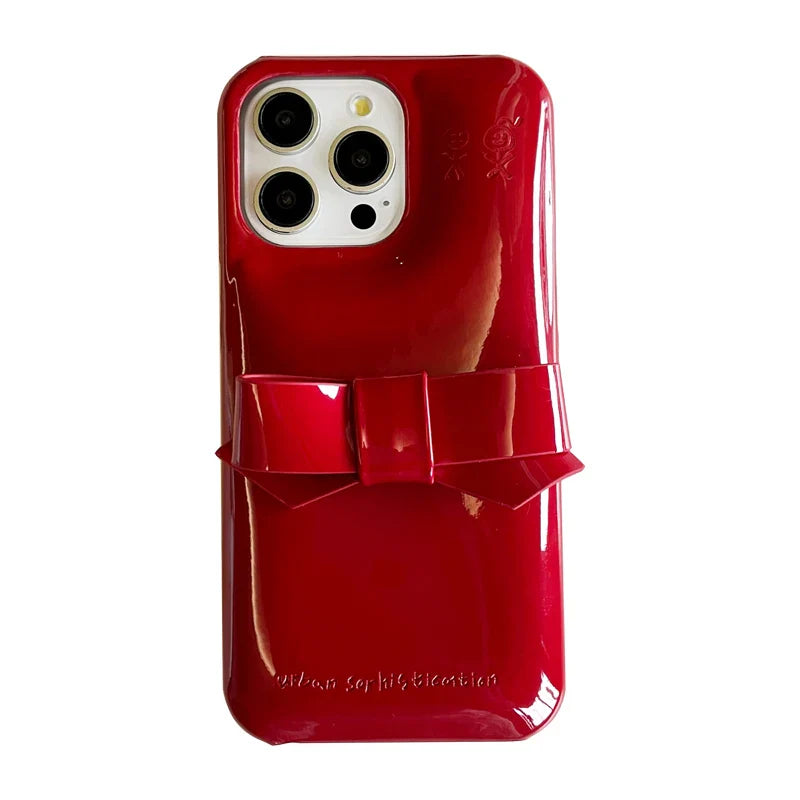 Candy Color Cute Bowknot Phone Case For iPhone