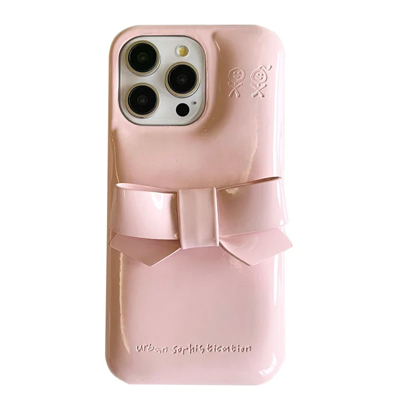 Candy Color Cute Bowknot Phone Case For iPhone