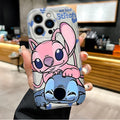 Disney Stitch And Angel White Wave Phone Case For iPhone