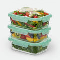 Glass Containers with Flexible Silicone Lids - Set of 3